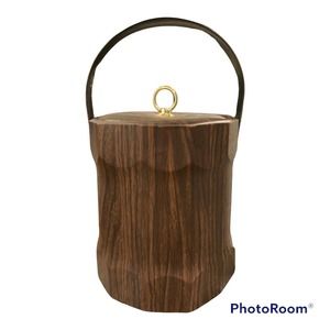 Vintage Retro Mid Century Modern Ice Bucket Vinyl Boho￼ Barware Decor